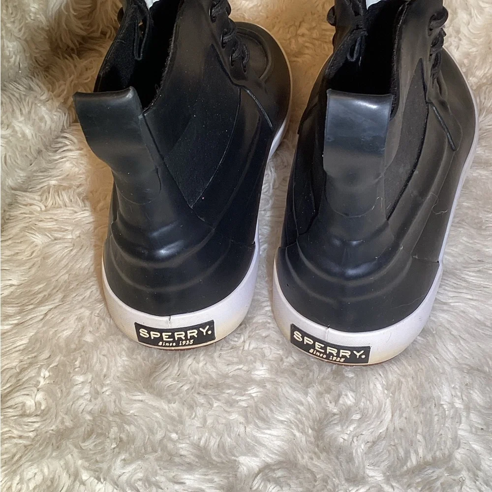Sperry cutter  Men's Black rubber High-Top waterproof Boots size 11